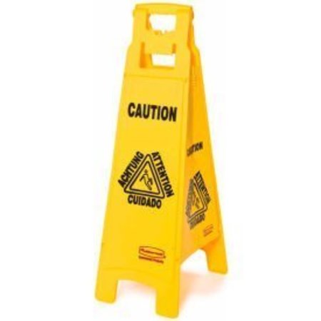 RUBBERMAID COMMERCIAL Rubbermaid Floor Sign 6114 - Caution - Multi-Lingual - 37"H FG611400YEL